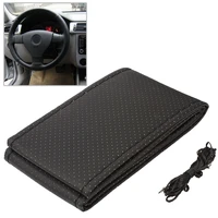 1pc soft pu leather diy steering wheel covers with needle and thread set interior accessories