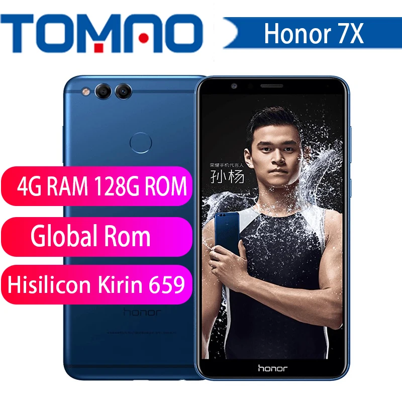 Оригинал Honor 7X 4G LTE мобильный телефон Kirin 659 Android 7 0 5 93 &quot2160*1080 полный экран 4 Гб RAM 128