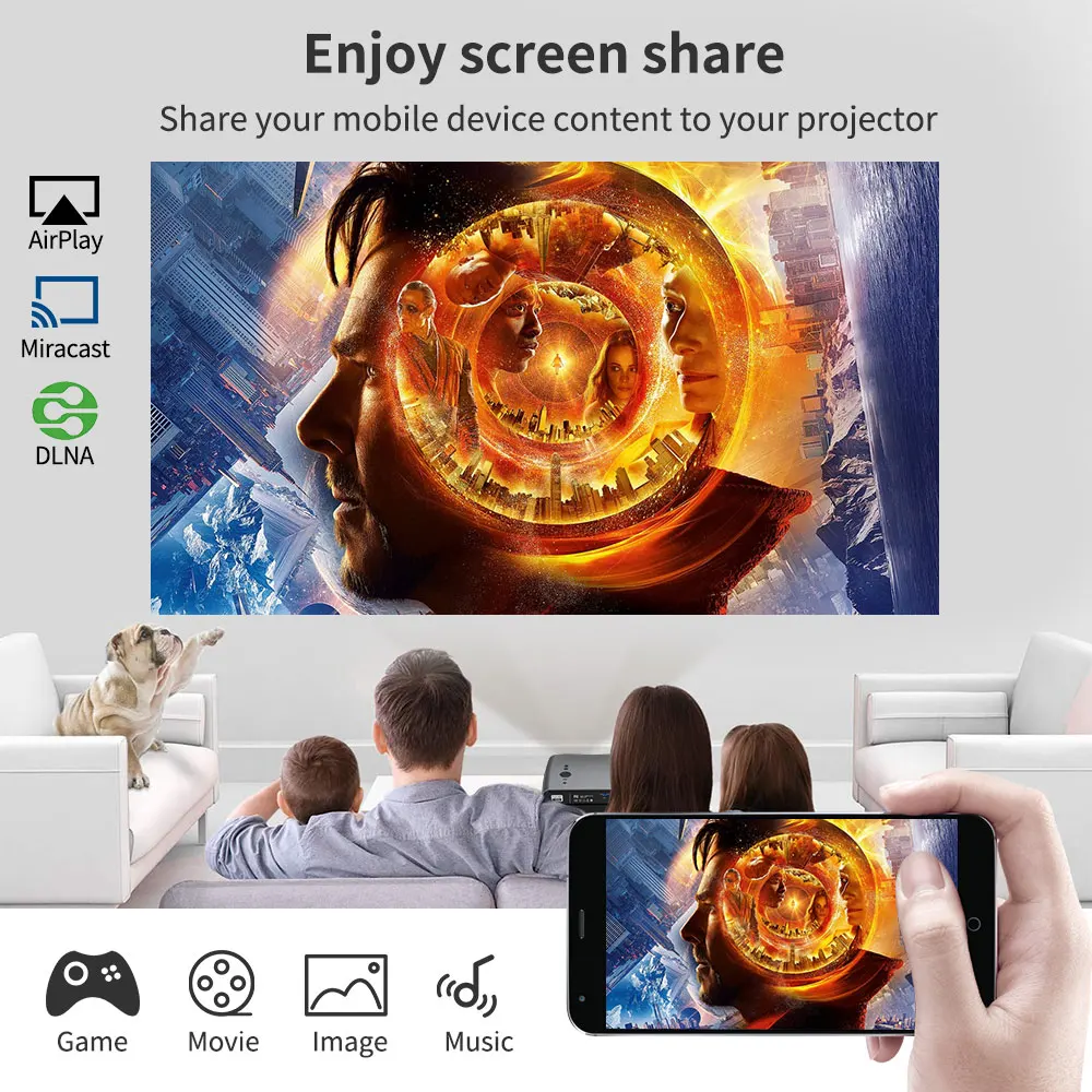 Full Hd проектор 1080 P Bluetooth Wifi домашний кинотеатр Led Android Поддержка просмотра 4K