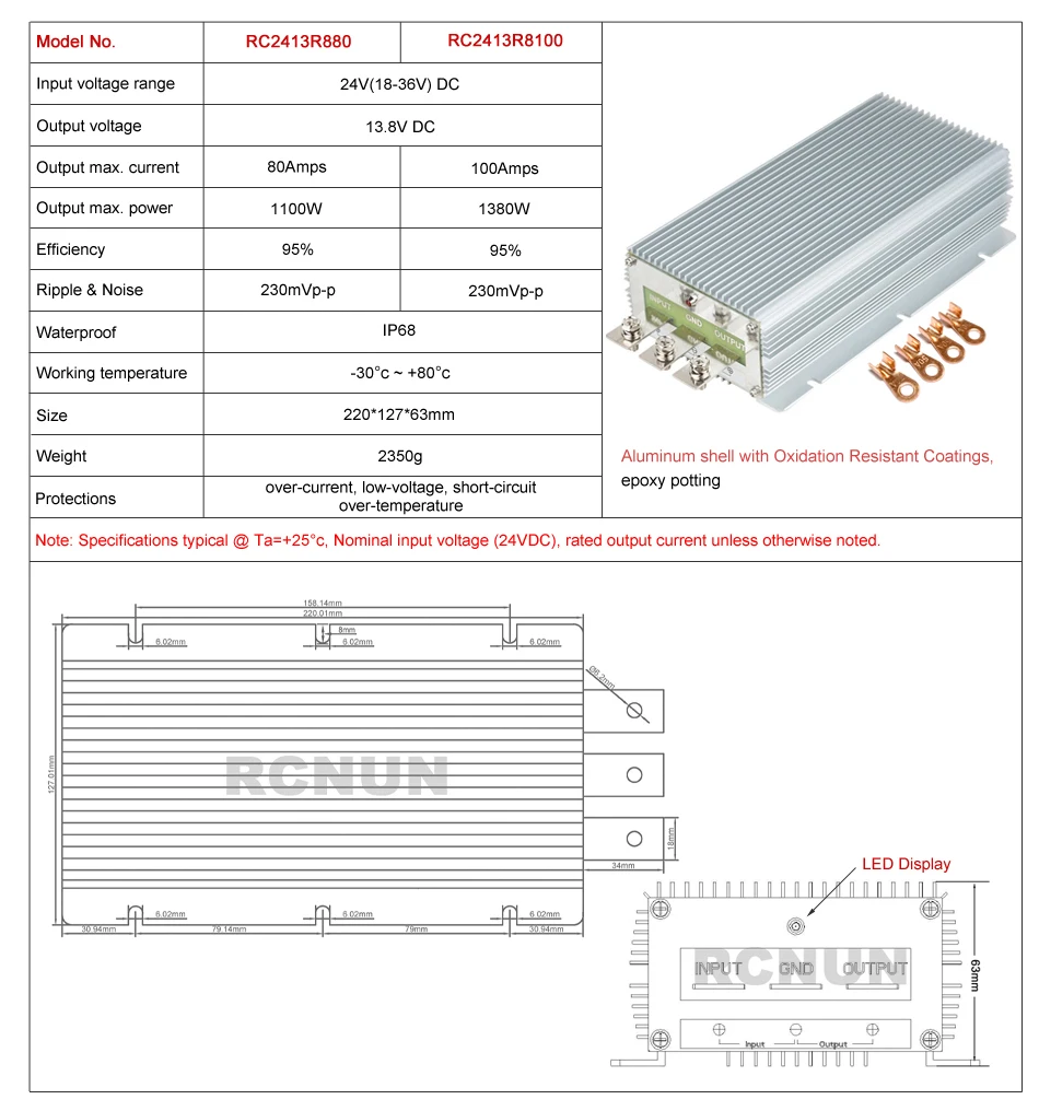 24V до 13,8 V 5A 10A 15A 20A 30A 40A 50A 60A 80A 100A Вт конвертер постоянного/переменного тока для ступенчатого понижения понижающий стабилизатор напряжения для автомобиля грузовик