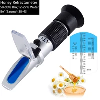 honey refractometer brix tester for honey moisture brix baume 3 in 1 58 90 scale range sugar honey moisture device with atc