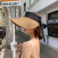 Summer Sun Hats Women Fashion Girl Straw Hat Ribbon Bow Beach Hat Casual Straw empty Top Panama Hat Bone Feminino Harajuku Hat