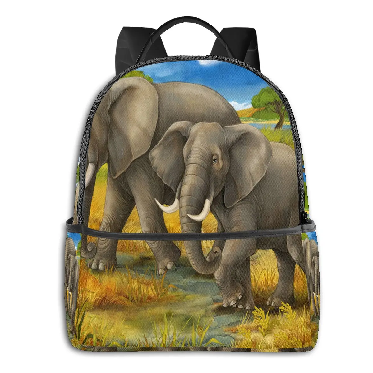 

Модная школьная сумка для колледжа, повседневный рюкзак для мам и детей со слонами, сумка для книг для подростков, дорожная сумка через плеч...