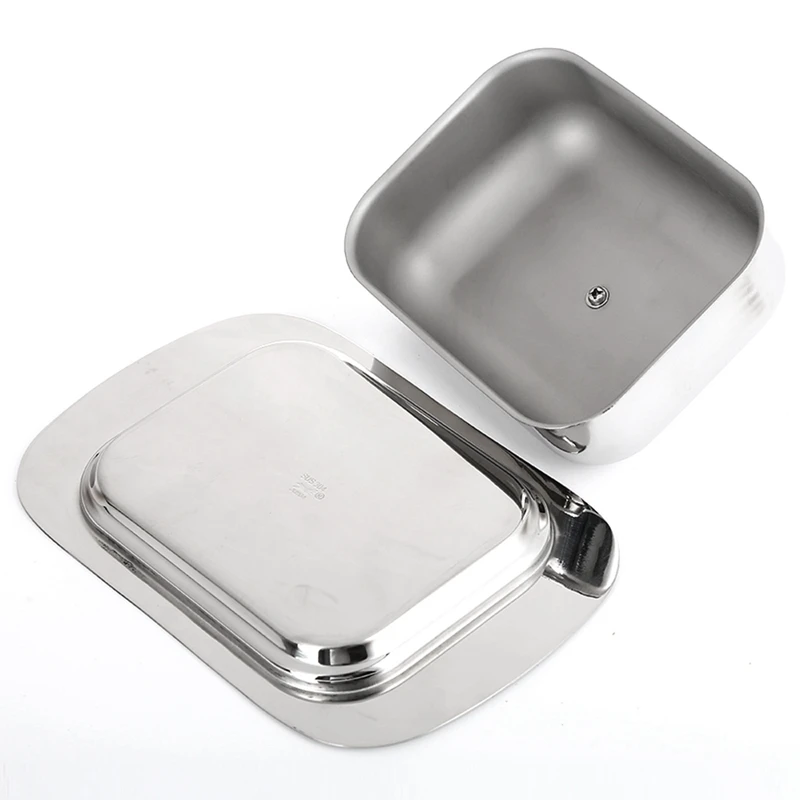 

Luxious Stainless Steel Butter Dish Box Container Shiny Cheese Server Storage Keeper Tray with Easy to Hold Lid
