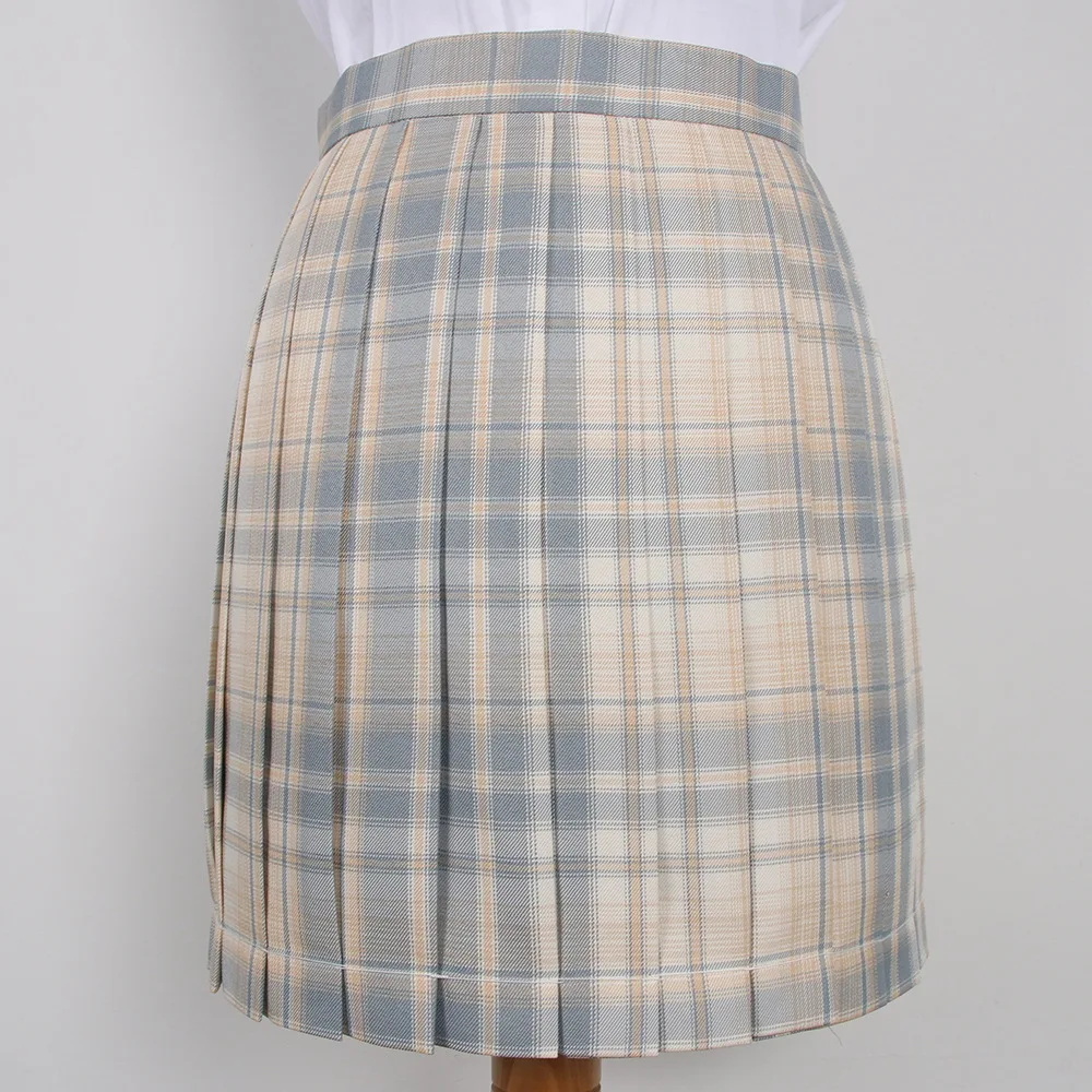 JK Униформа юбка Студенческая Высокая талия клетчатая японская плиссированная