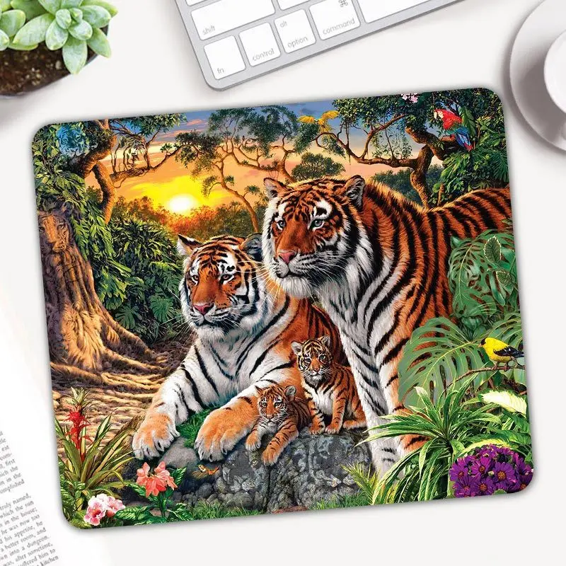 

Animal Tiger Gaming Rectangle Natural Rubber Mouse Pad Gamer Computer Mousepad Keyboard Desk Game Mause Mice Mat