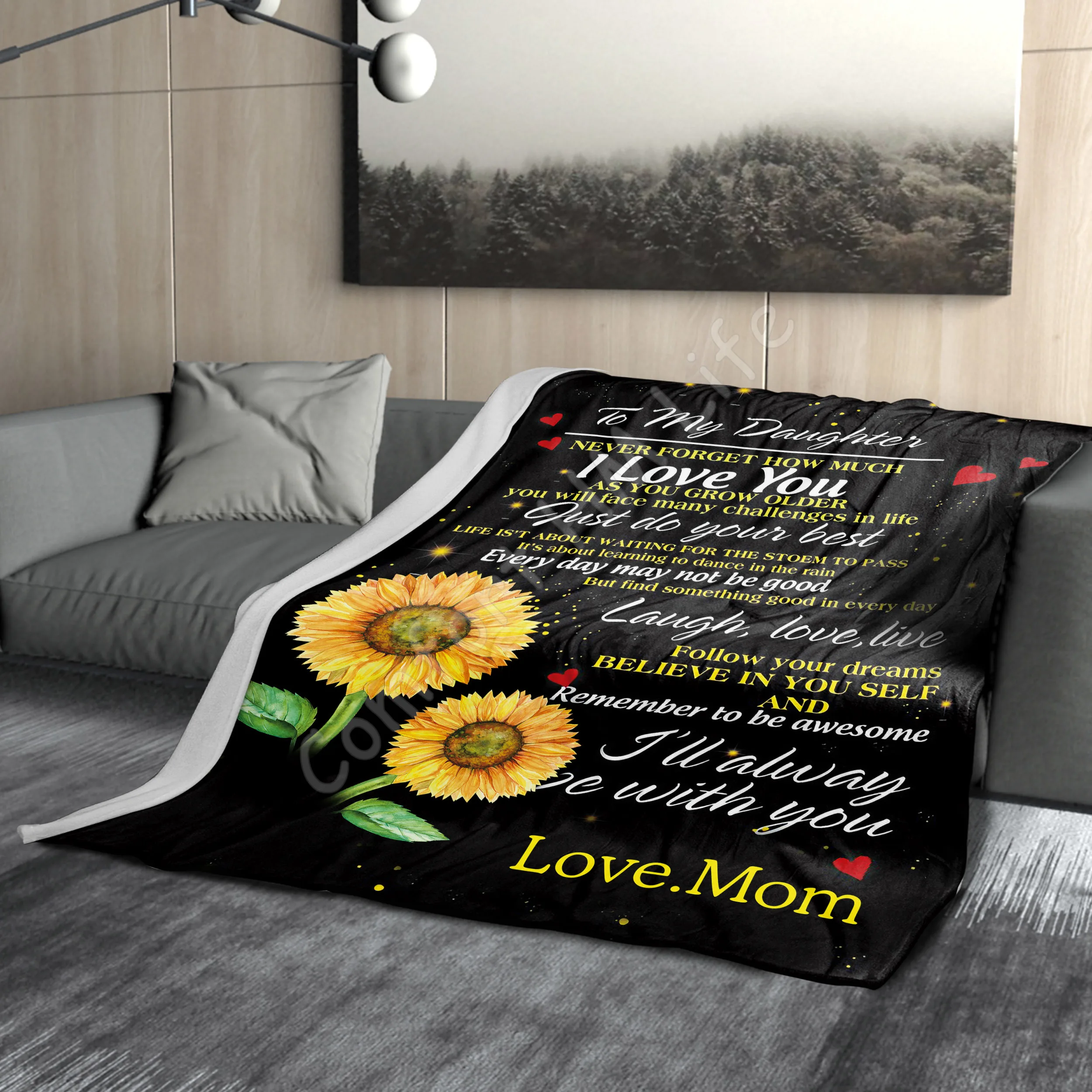 

Sunflower To My Daughter Never Forget That I Love You Blanket Gifts From Mom Soft Cozy Fleece Flannel Throw Blanket