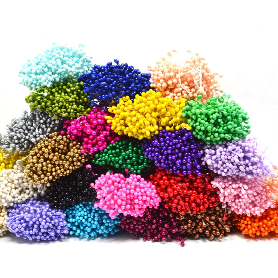

1700pcs Multi colors Pearl Stamen Sugar Handmade Artificial Flower For Wedding Decoration DIY 3mm Stamen Pistil Floral