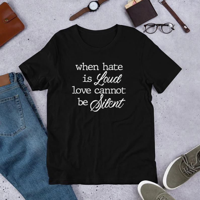 Милая футболка с надписью когда Hate Is Loud Love't Be Silent 100% хлопок повседневная женская