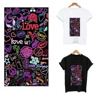 smiley lips love stripes woman t shirt heat sensitive patches iron on transfers for clothing custom patch transfer fusible