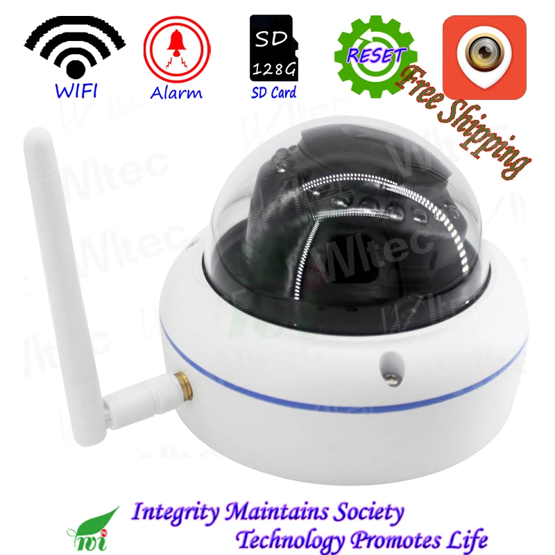 Антивандальная Купольная IP камера видеонаблюдения H.265 128G SD карта Wi Fi HD 1080P Onvif с