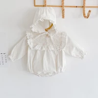 newborn toddler baby girls princess bodysuit embroidery collar baby girl clothes long sleeve girls white jumpsuit with hat