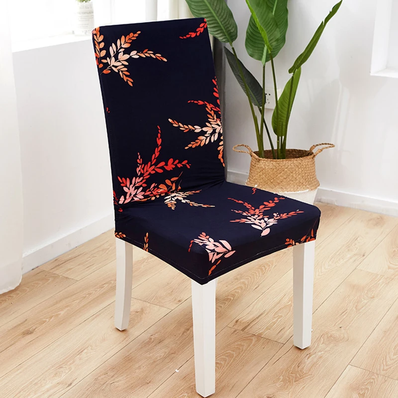 

1pc Retro Flower Printing Removable Chair Cover Big Elastic Slipcover Modern Kitchen Seat Case Stretch Chair Cover For Banquet