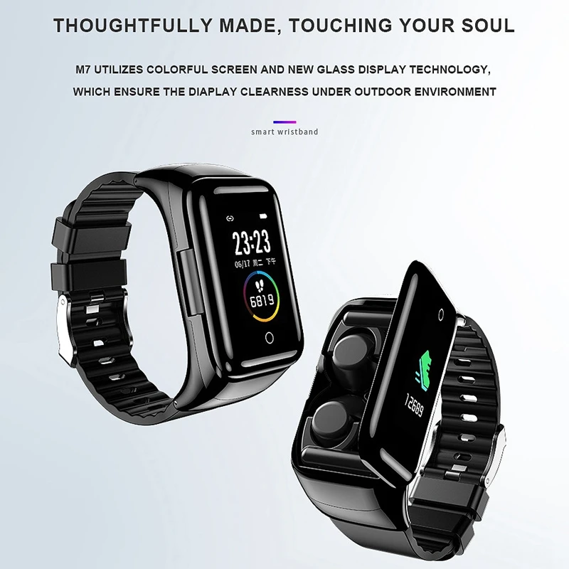 

M7 2 in 1 Smart Bracelet Wireless Bluetooth Headset Combination Watch Bluetooth Headset Bracelet Headset