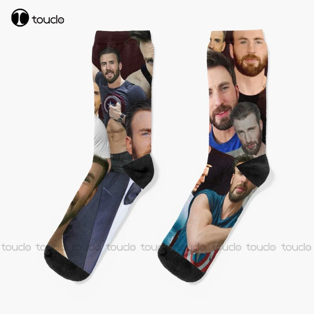 Chris Evans Photo Collage  Socks Cotton Socks For Men Unisex Adult Teen Youth Socks Personalized Custom 360° Digital Print