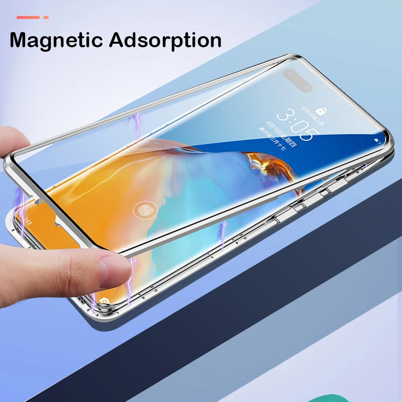 360 полностью металлический магнитный чехол для Huawei P40 Pro Plus P50 Honor 80 алюминиевый