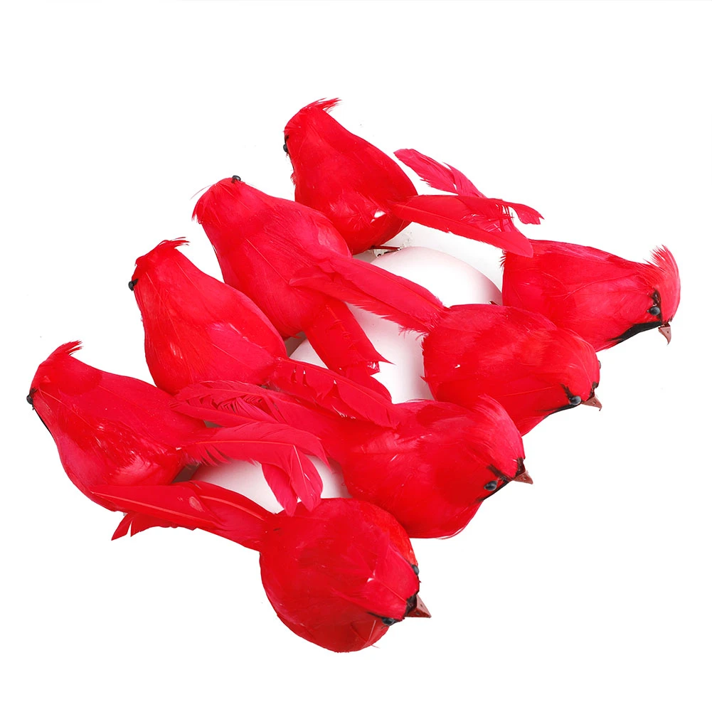 8 шт. декоративные заколки для новогодней ёлки с красными перьями | Дом и сад