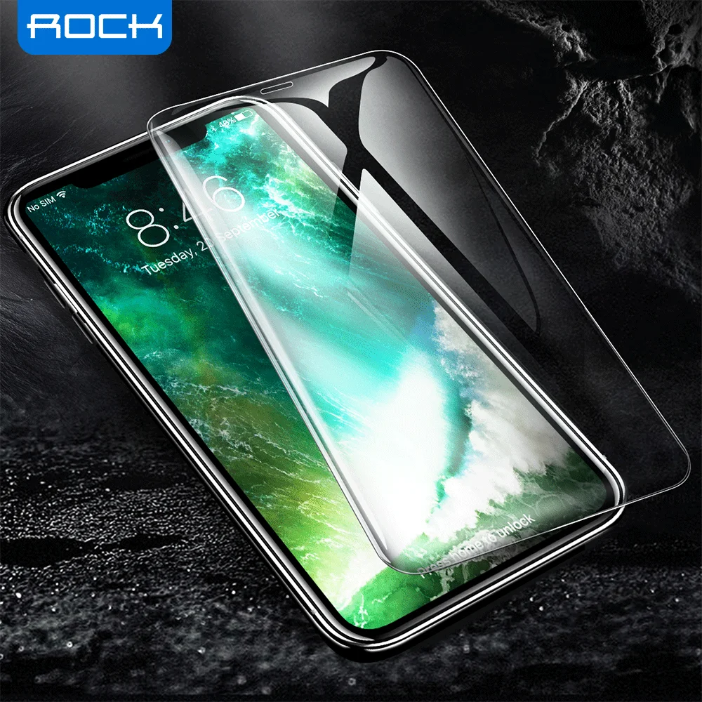 

ROCK for iPhone Xs Max Screen Protector Tempered Glass for iPhone X XR Anti Blue-ray 3D Full Cover Screen Protector for iPhone X