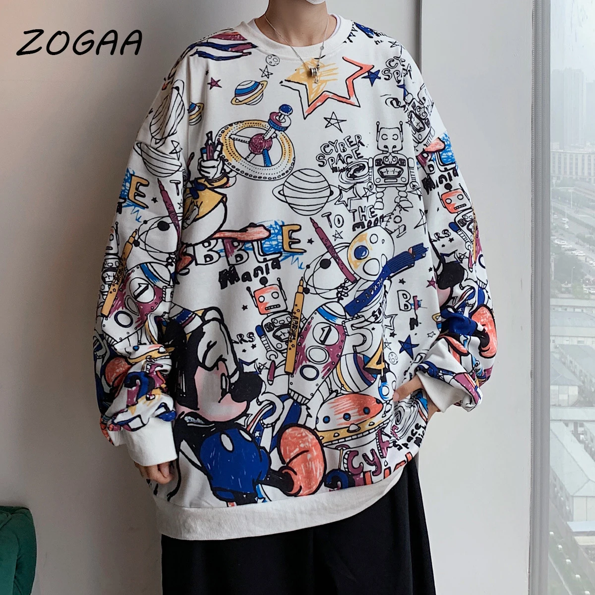 

ZOGAA Sweatshirt Men's Fashion Round Neck Pullover Print Harajuku Pullover Casual Thicken Hip Hop Men's Sweatshirt Street Wear