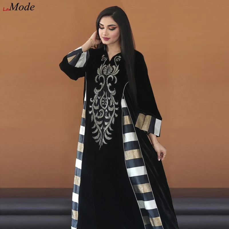 

Женское платье с вышивкой La Mode, модное платье с блестками и бисером, Дубай, абайя, Саудовская Аравия, мусульманский кафтан, мусульманская оде...