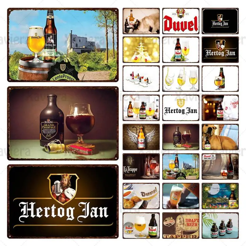 

Vintage Poster Metal Tin Sign Hertog Jan Tripel & Duvel Beer Decoration For Bar Pub Tin Painting Wall Decoration Creative Art