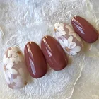 Накладные ногти, 24 шт.кор., для женщин, для невесты, с белыми цветами, искусственные ногти, полное покрытие, акриловые накладные ногти
