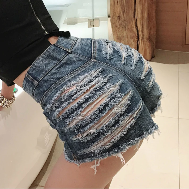 

New Sexy Denim sweet Shorts Hot European Denim Short Nightclub Women Sexy High Waist Ripped Holes Hip Korean 8RFV