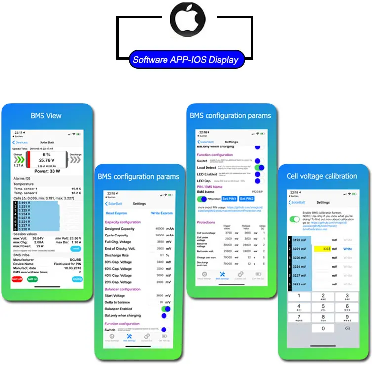 8S 80A/100A bms lifepo4 Смарт bms pcm с android Bluetooth app UART соответствие bms wi программное обеспечение(приложение) монитор