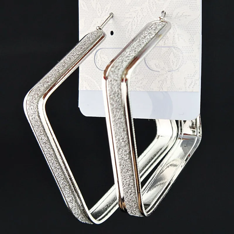 silver square Лидер продаж, модные женские серьги-кольца с принтом зебры из матового серебра, большие вечерние ювелирные изделия, женские серьги в подарок - Окраска металла: silver square