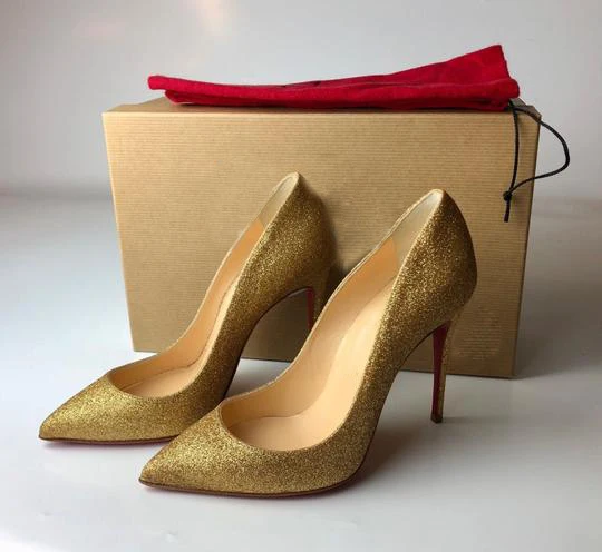 

BONJEAN Gold Glitter Embellished High Heel Shoes Pointed Toe Thin Heels Dress Shoe 12/10/8cm Woman Pumps Wedding Shoe