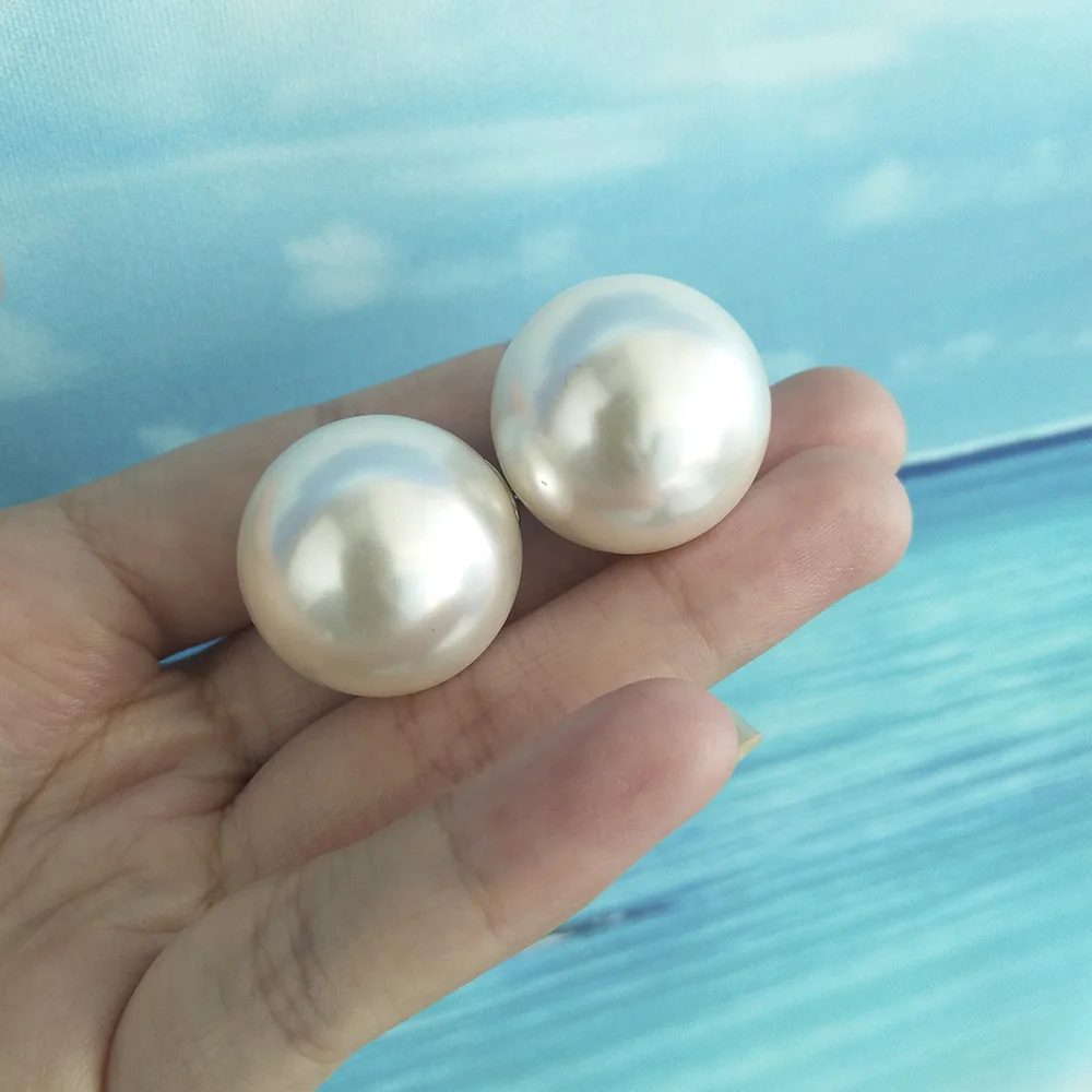 Japanese Korean Retro Big Pearl Earrings sizes white pearl Ear Studs Temperament Simple Personality Pendients For Women Jewelry | Украшения