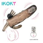 Презервативы IKOKY с задержкой эякуляции, многоразовые презервативы, двойной вибратор с рукавом для пениса, удлинитель пениса, секс-игрушки для взрослых, увеличение члена
