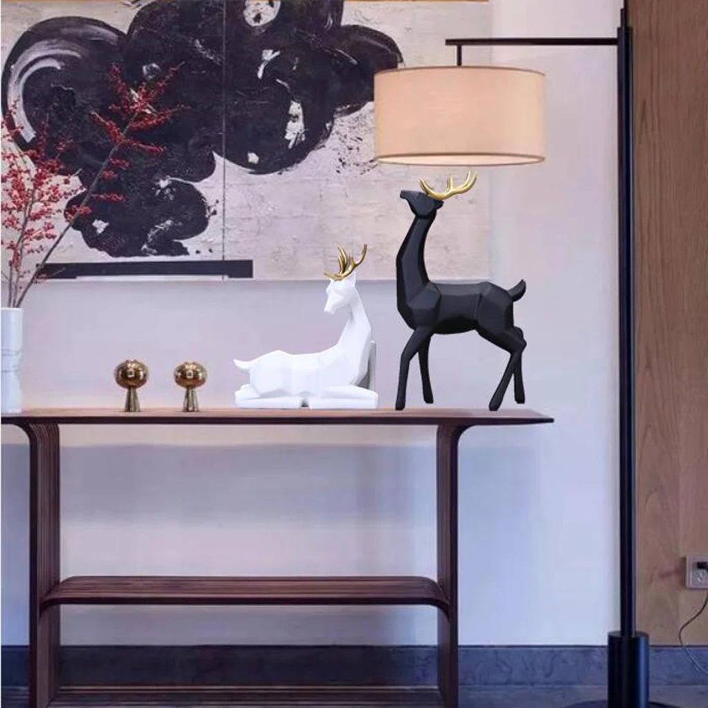 Смола статуя оленя оленей Скульптура украшения Nordic домашний декор фигурки для