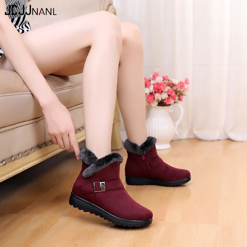 Women Snow Boots Warm Short Fur Plush Winter Ankle Boot Plus Size Platform Ladies Suede Zip Shoes Female Comfort Drop Shipping |