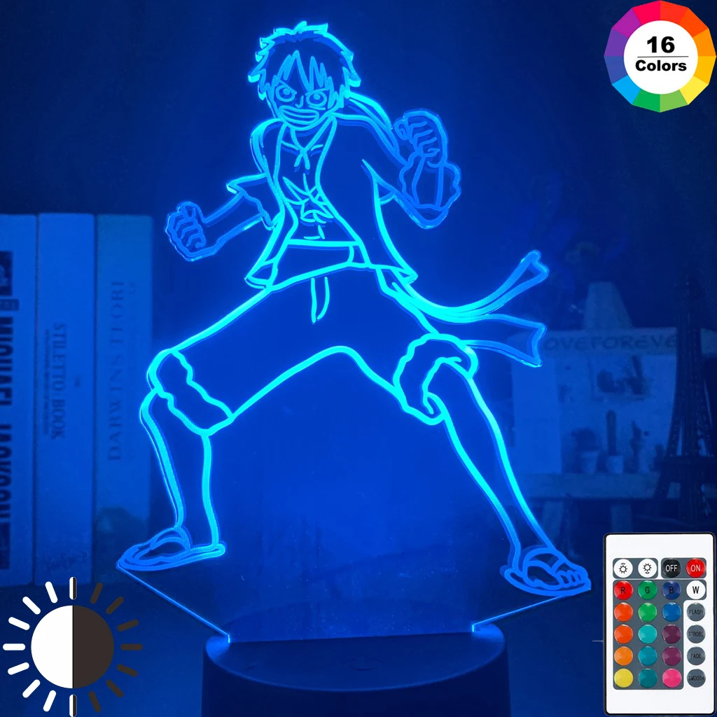 One Piece Monkey D Luffy фигурка 3d иллюзия Ночной светильник светодиодный сенсорный