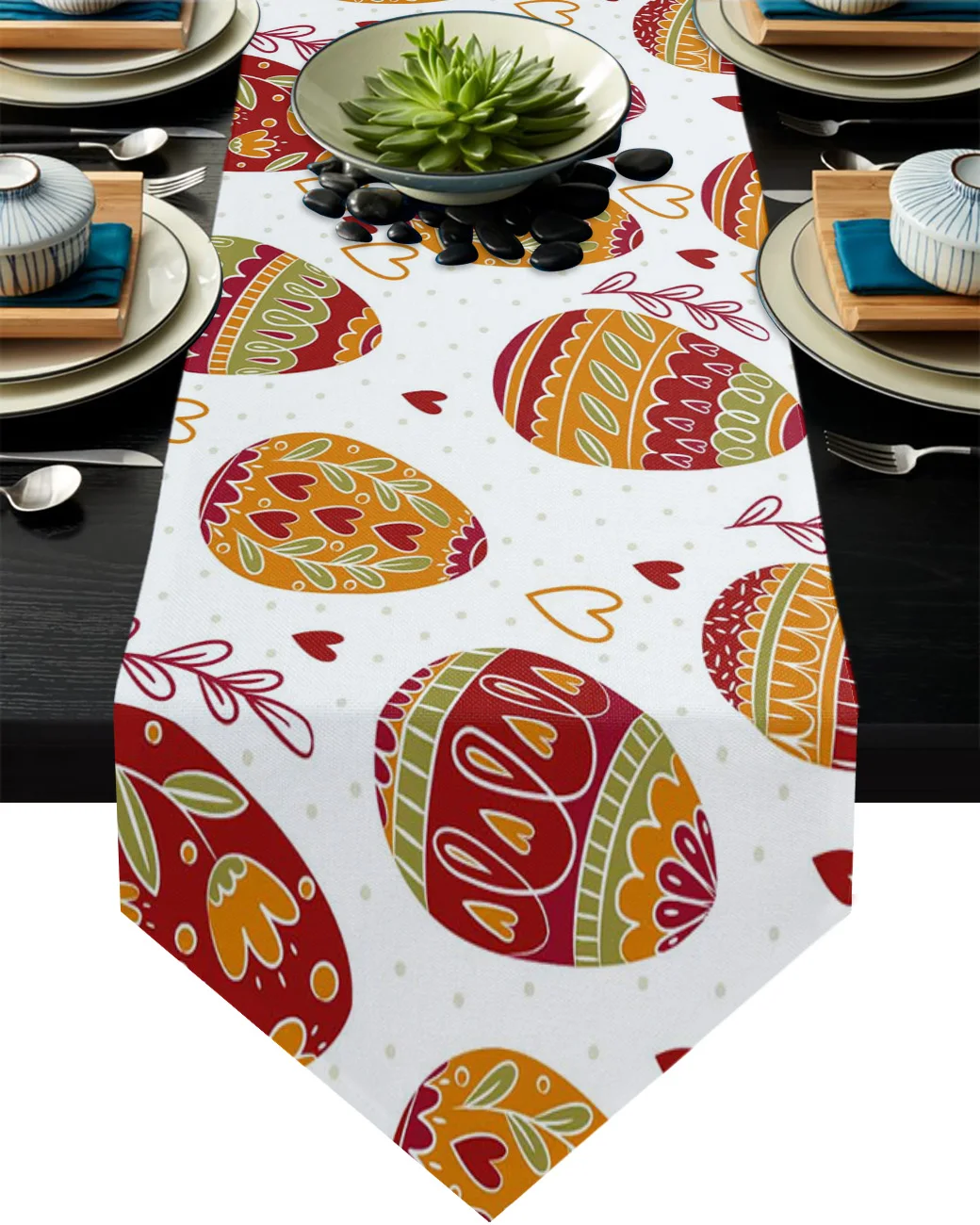 

Easter Eggs Colored Love Table Runner Country Wedding Decoration Tablecloth Table Flag Placemat Dust Cover Table Mat For Home