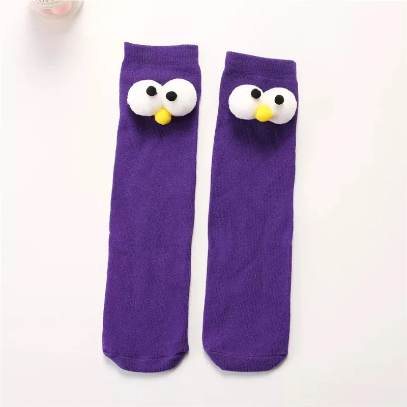 10 Baby Cotton Long Socks Toddler Colorful Cute Cartoon 3D Big Eyes Sock Kids Solid Color Socks Spring Autumn Fashion Kids Gift - Цвет: 10