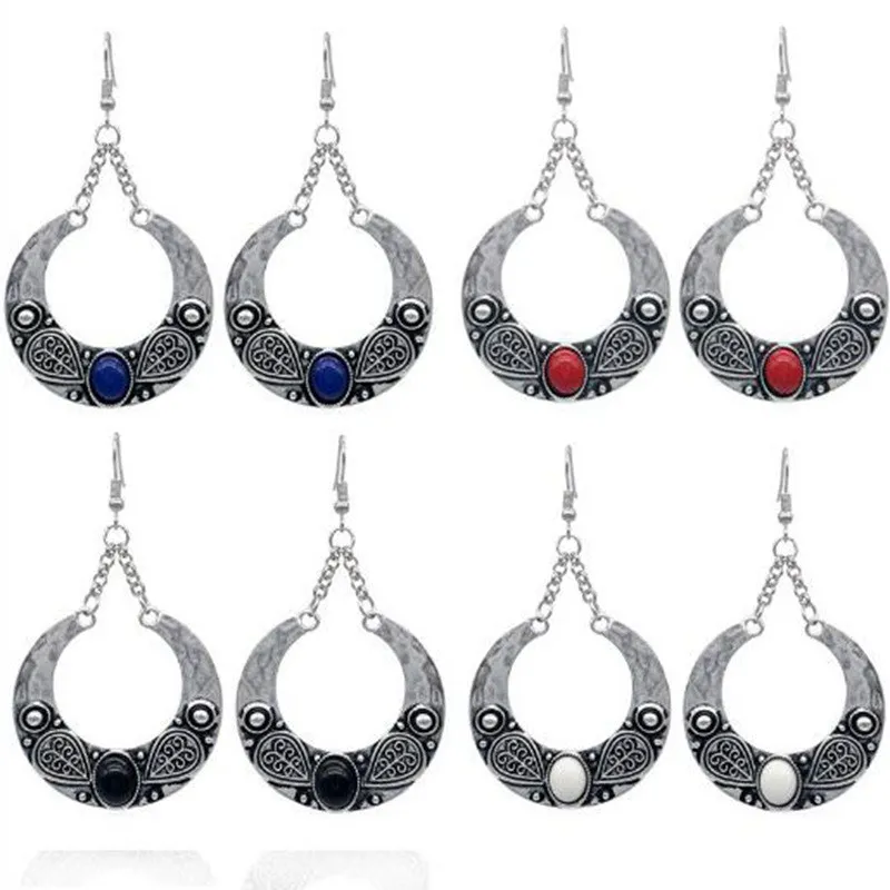 

Round Shape Beads Fashion Big Metal Earrings Jewelry 1 Pair wj591