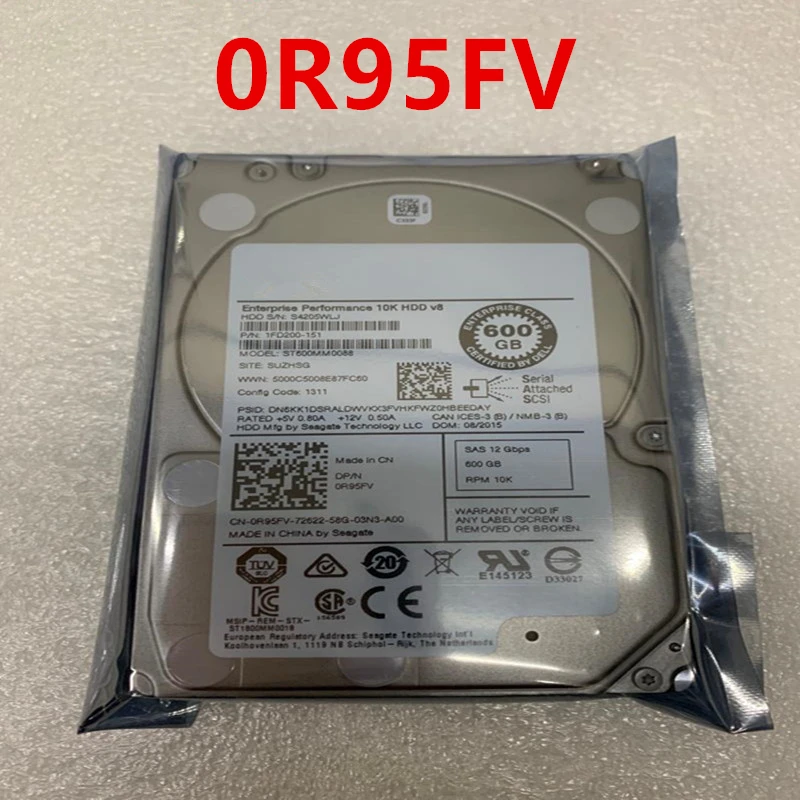 

Original New HDD For Dell 600GB 2.5" SAS 64MB 10000RPM For Internal HDD For Enterprise Class HDD For 0R95FV R95FV ST600MM0088