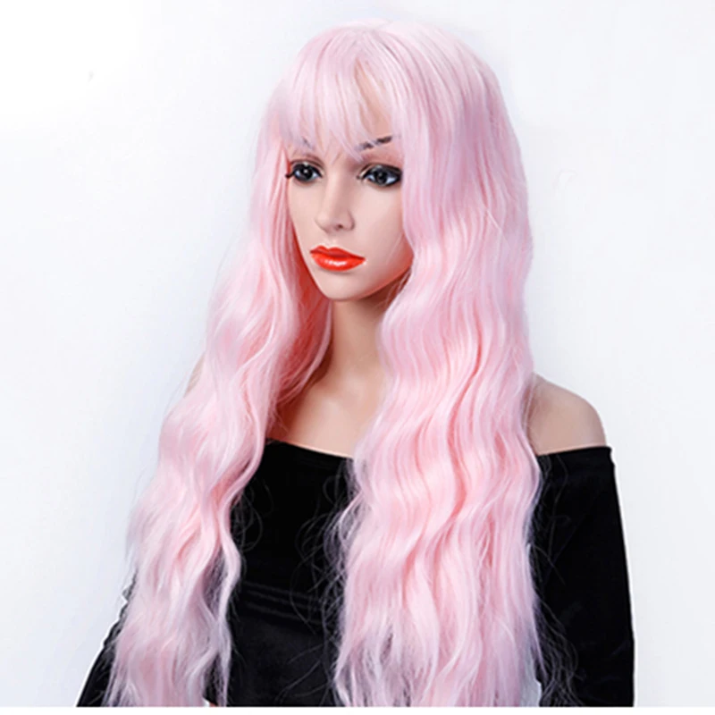 Манвэй длинные 26 дюймов кудри розовые парики для косплея синтетический парик