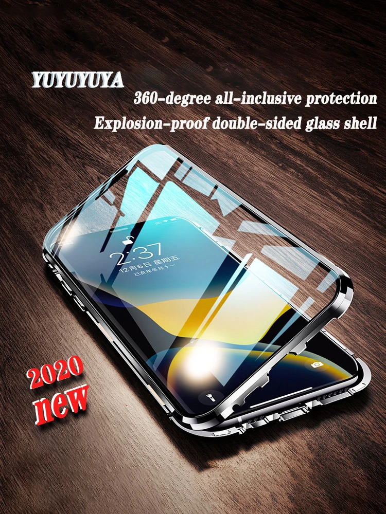 Магнитный металлический чехол yuyuya для iphone 11 pro max X XR XS MAX 6 7 8 Plus двухсторонний из