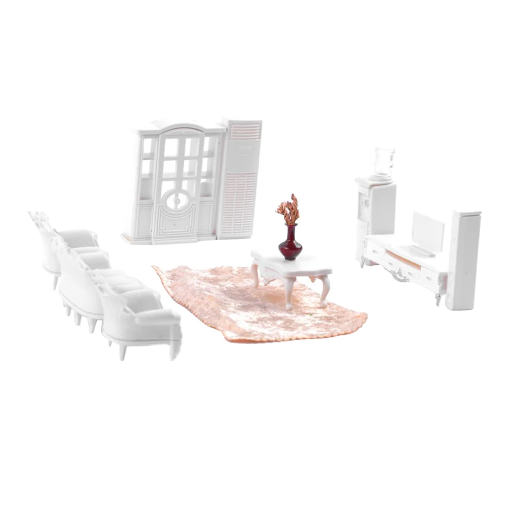 

1:25 White Miniature Living Room Furniture Set Model Building Kits Kids DIY