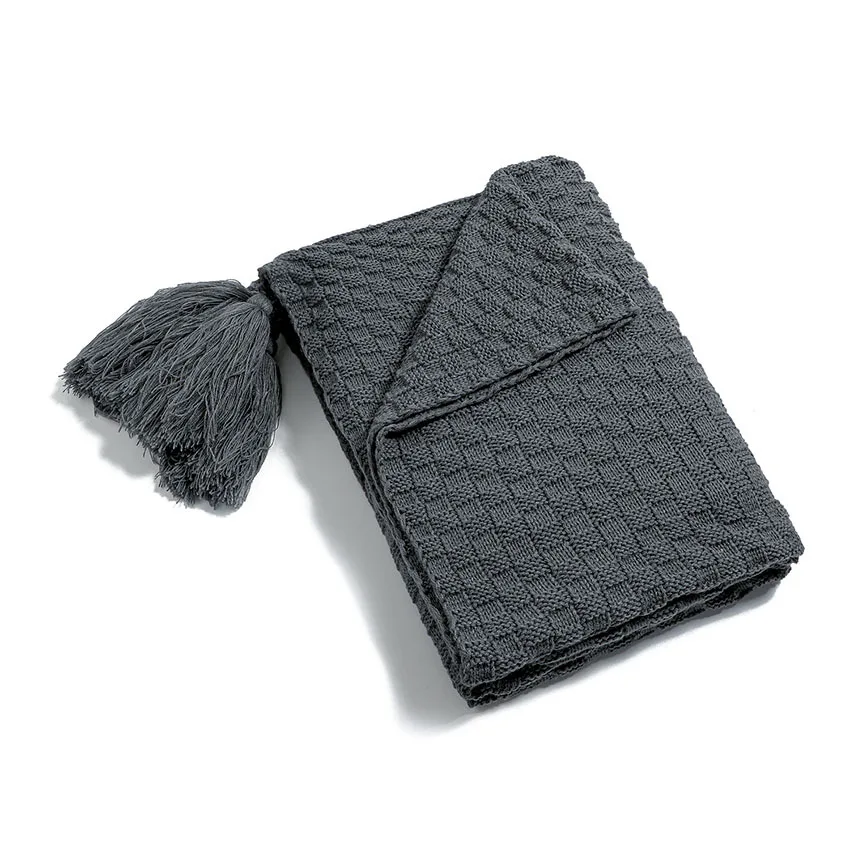 

Nordic Tassel Knitted Thread Blanket Woolen Blanket Office Air Conditioning Lunch Break Blanket Blanket Sofa Leisure Blanket