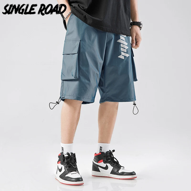 Мужские шорты в стиле хип хоп SingleRoad Японская уличная одежда с боковыми карманами