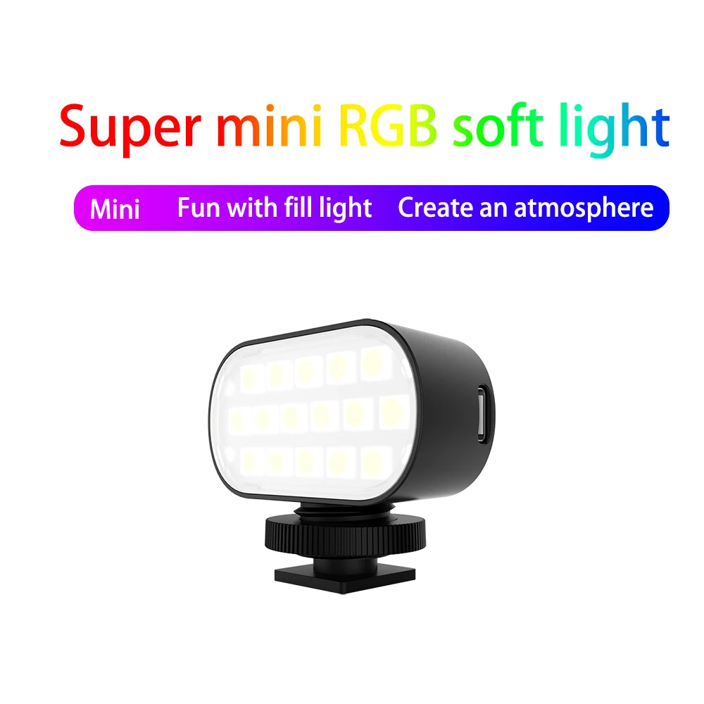 

Mini RGB LED Video Light Photographic Lighting Vlog Fill Light Smartphone DSLR SLR Portable Pocket Light Lamp