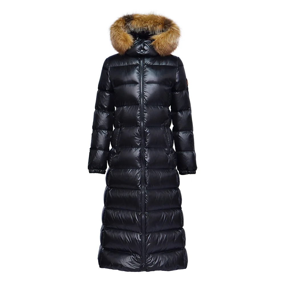 Белая куртка-пуховик на утином пуху женские пальто с капюшоном и воротником из