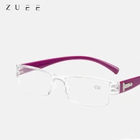 zuee fashion transparent reading glasses prescription men women clear lens half frame presbyopic eyewear ultra light glasses