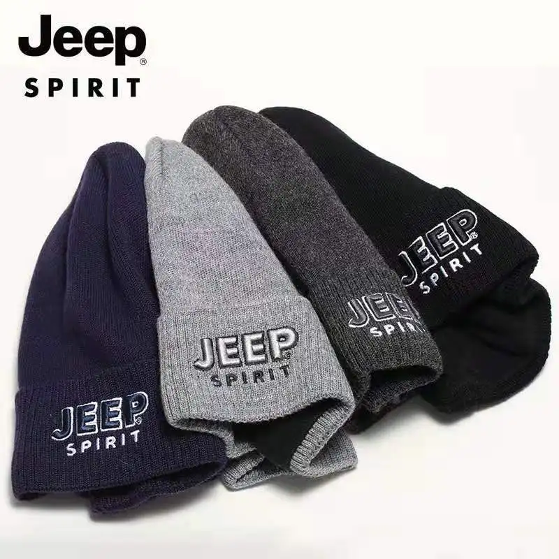

Jeep2022 new men and women Joker knitted hat hooded couple student hat