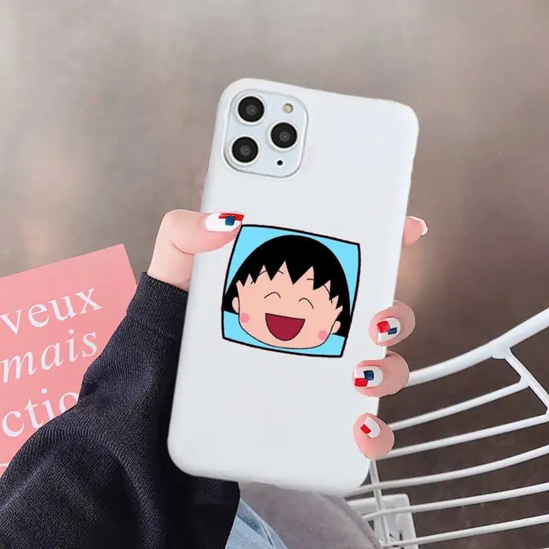 

Chibi Maruko-chan Phone Case White Candy Color for iPhone 6 7 8 11 12 s mini pro X XS XR MAX Plus