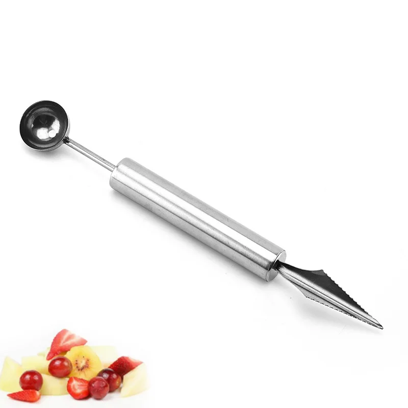 

2 In 1 Stainless Steel Vegetable Carve Food Carving Knife Cutter Chop Gadgets Fruit Carving Device With Digging Spoon Kitchen